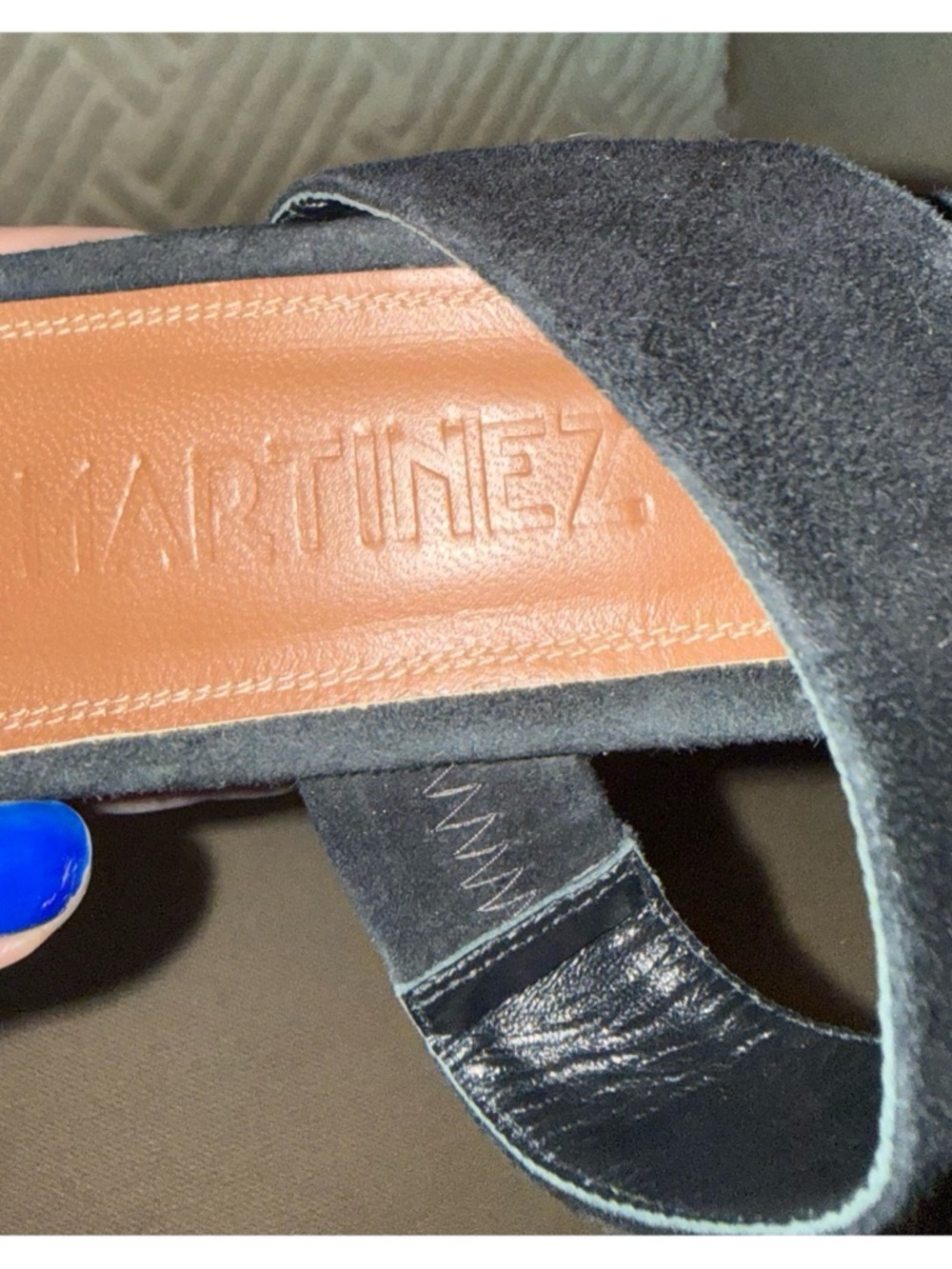 Martinez Black Suede Double-Strap Women's Slide Sandals - Picture 7 of 8